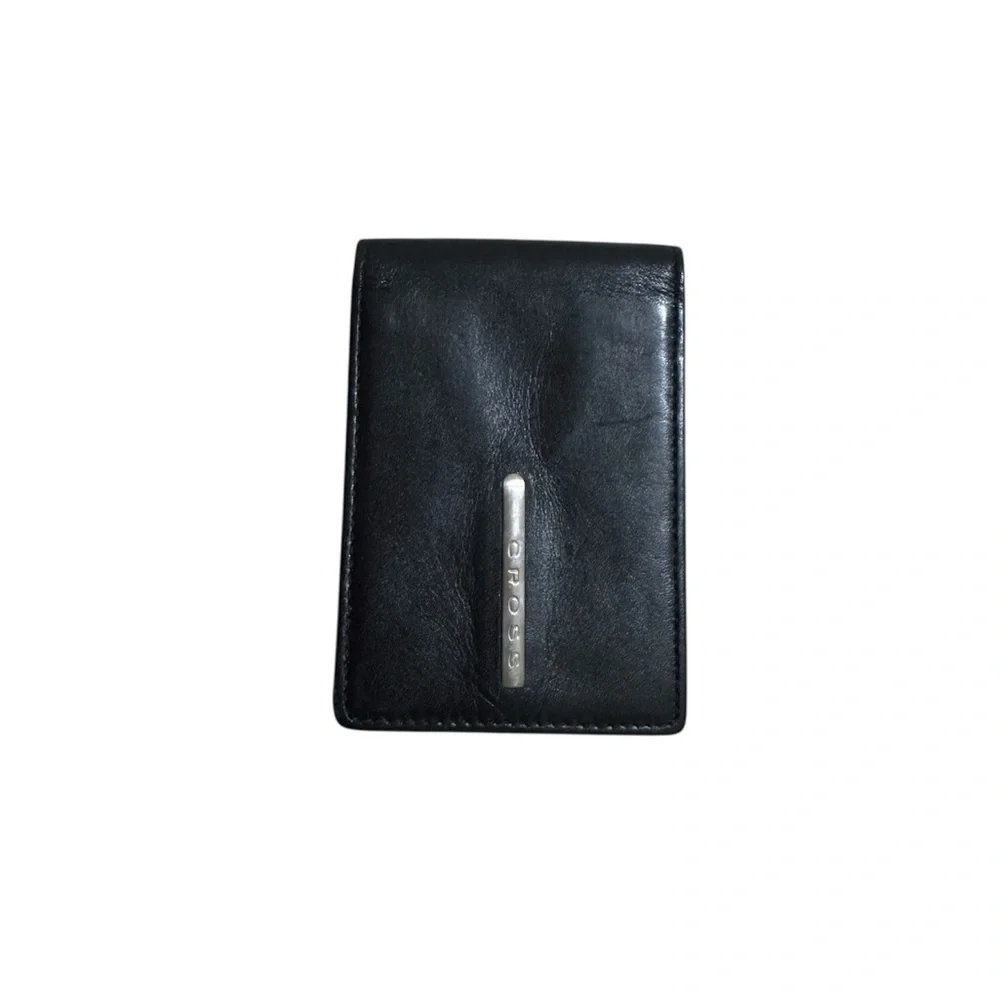 Cross Black Leather Card Holder Wallet with Silver Accent